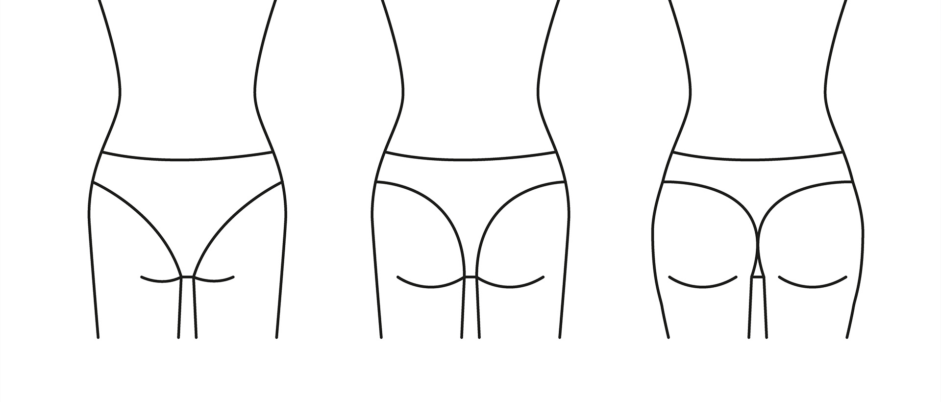Types of butt woman - line icons