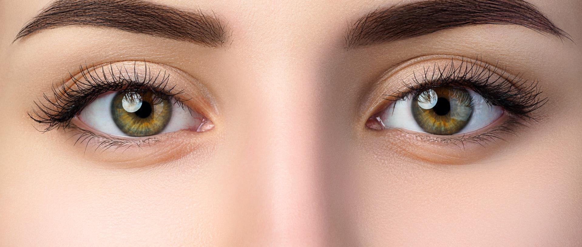 view of beautiful brown female eyes