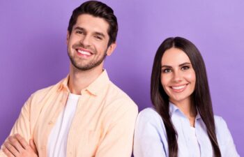 Happy confident good looking man and woman after cosmetic surgery