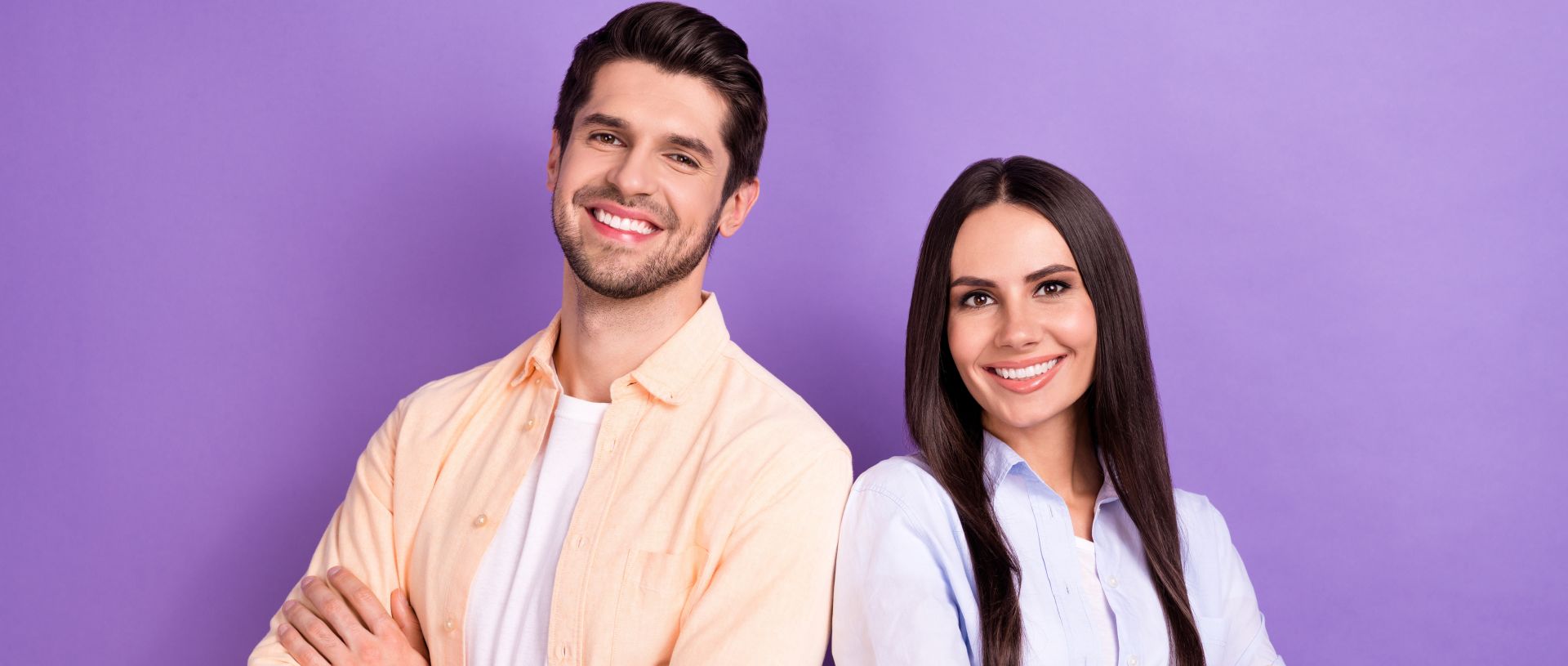 Happy confident good looking man and woman after cosmetic surgery